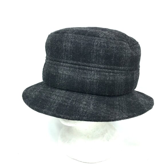 VTG 2K Burberry London Gray/Black Wool Bucket Hat SM 21" - Picture 1 of 7